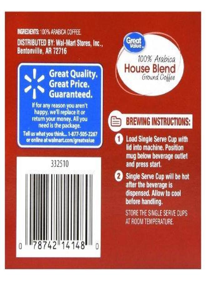 Great Value House Blend Ground Coffee Single Serve Cups, Medium Roast, 5.08 oz, 12 Count - (PACK OF 3) - Image 2